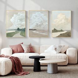 Impressionist Landscape Oil Painting on Canvas, Large Original Clouds and Sky Canvas Wall Art, Modern Landscape Wall Art