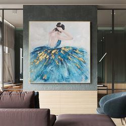 abstract ballerina painting on canvas, ballet dancer wall art, dancing girl acrylic painting, modern ballerina art for l