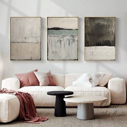 extra large canvas wall art, beige and black abstract oil painting, original acrylic painting on canvas, modern minimali