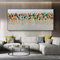 Original Oil Painting On Canvas, Abstract Colorful Textured Palette Art, Large Wall Art, Living room Wall Art, Home Deco