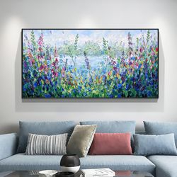 Original Oil Painting On Canvas, Abstract Modern Colorful Flower Painting, Large Wall Art, Boho Wall Dcor, Home Decor, B