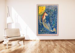 Marc CHAGALL Canvas Wall Art,Marc CHAGALL La Marie Canvas Print Art,chagall la mariee wall art,Exhibition Poster,Surreal