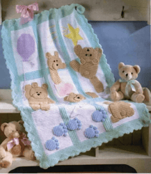 CUTE Afghan Crochet Pattern Lovely Bears Pdf Instant Download Easy to Follow