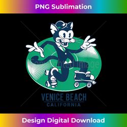 Retro Cat in a Suit Roller-Skating on a Record -Venice Beach - Artisanal Sublimation PNG File - Craft with Boldness and Assurance