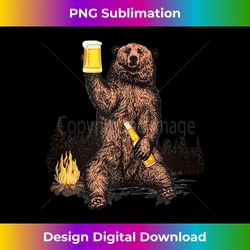 bear drinking beer camp fire woods outdoor funny grizzly tank top - sublimation-optimized png file - crafted for sublimation excellence