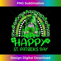 Gnome Holding Lucky Shamrock Rainbow Leopard St Patricks day - Artisanal Sublimation PNG File - Spark Your Artistic Genius