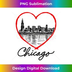 I Love Chicago Illinois Windy City Skyline T - Deluxe PNG Sublimation Download - Craft with Boldness and Assurance