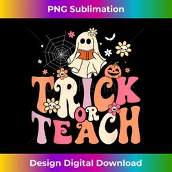 Trick or Teach Teacher Halloween Costume Floral Ghost - Classic Sublimation PNG File - Craft with Boldness and Assurance