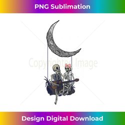 Skeleton Couple Moon Swing Playing Guitar Halloween Rock - Eco-Friendly Sublimation PNG Download - Elevate Your Style with Intricate Details