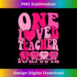 Retro Groovy Teacher Valentines Day Hearts One Loved Teacher - Sleek Sublimation PNG Download - Enhance Your Art with a