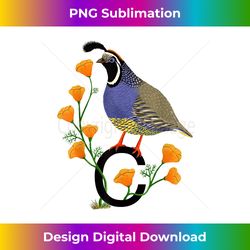 California Quail State Bird Californian Poppy Flowers - Signature Sublimation PNG File