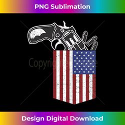 Gun in American Flag Pocket Funny Patriotic 4th Of July Gift Tank Top - PNG Transparent Digital Download File for Sublim