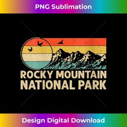 Womens Hiking & Camping Lover Retro Rocky Mountain National Park V-Neck 3 - Elegant Sublimation PNG Download