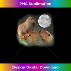 Three Moon Capybaras T-Shirt. Funny Cute Animal Parody Tee - PNG Sublimation Digital Download