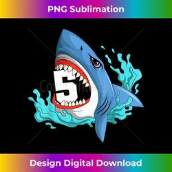 5 Shark Birthday Animal Themed Bday Party Celebration - Modern Sublimation PNG File