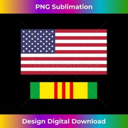 AMERICAN FLAG ABOVE VIETNAM SERVICE RIBBON Long Sleeve - PNG Transparent Sublimation Design