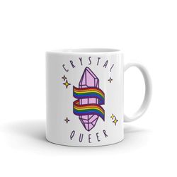 Crystal Queer  Crystals LGBTQIA Rainbow Gem Witch Wicca White Glossy Mug