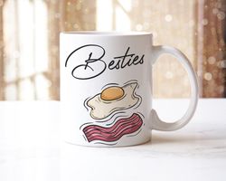 Bestie Bacon Egg Mug & Coaster Set Best Friend Birthday Friendship Forever Gift