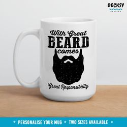 Beard Mug, Coffee Mug For Dad, Dad Birthday Gift, Beard Quote Gift, Mugs For Him, Beard Dad, Bearded Man Mug, Funny Bear