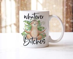 whatever funny mug & coaster gift set cute sloth novelty animal coffee cup gifts