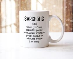 funny sarchotic definition novelty mug coaster gift set sarcasm sarcastic coffee cup for office workplace gift