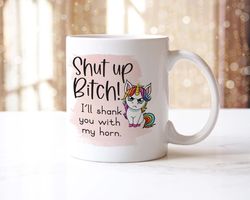 shut up bitch mug and coaster gift set funny unicorn coffee cup birthday gifts