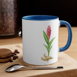 Ginger Plant Mug 11 oz  Tea Mug, Botanical Mugs, Healing Mug, Calming Gift, Tea Lover Gifts, Cozy Mug, Nature Mug Gift,