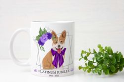 mug & coaster gift set platinum jubilee queen elizabeth corgi keepsake tea gift