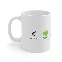 Android Developer mug, android mug, programmer mug, coffee code fix bugs sleep repeat, funny mug for programmers or andr