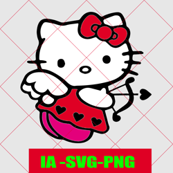 Cupid Love Kitty SVG, Love SVG, Valentine SVG, Kawaii Kitty SVG, Cricut, Silhouette Vector Cut File, Cute Cupid Valentin