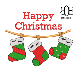 Sock Happy Christmas embroidery design, Happy Christmas machine embroidery, cartoon embroidery, embroidery pattern,