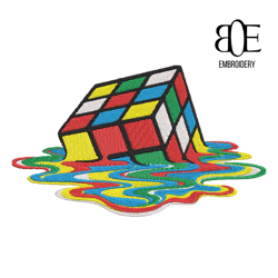 Melting Rubik's Cube embroidery design, Rubik's Cube embroidery design, embroidery patches, anime embroidery pattern