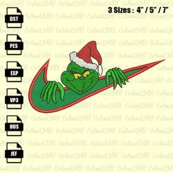 Nike Grinch Christmas Embroidery Design, Christmas Embroidery File, Instant Download