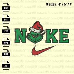Nike Grinch Face Christmas Embroidery Design, Christmas Embroidery File, Instant Download