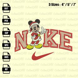 Nike Mickey Mouse Christmas Embroidery Design, Christmas Embroidery File, Instant Download