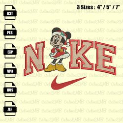 Nike Minnie Mouse Christmas Embroidery Design, Christmas Embroidery File, Instant Download