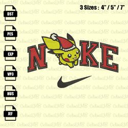 Nike Pikachu Santa Christmas Embroidery Design, Christmas Embroidery File, Instant Download