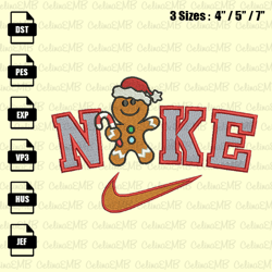 Nike Gingerbread Christmas Embroidery Design, Christmas Embroidery File, Instant Download