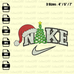 Nike Santa Hat Christmas Embroidery Design, Christmas Embroidery File, Instant Download