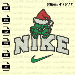 Nike x Grinch Christmas Embroidery Design, Christmas Embroidery File, Instant Download