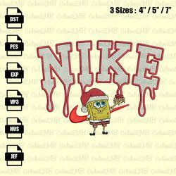 Nike Spongebob Xmas Christmas Embroidery Design, Christmas Embroidery File, Instant Download