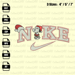 Nike Snoopy Xmas Christmas Embroidery Design, Christmas Embroidery File, Instant Download