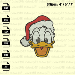 Donald Duck Christmas Embroidery Design, Christmas Embroidery File, Instant Download