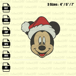 Mickey Santa Christmas Embroidery Design, Christmas Embroidery File, Instant Download