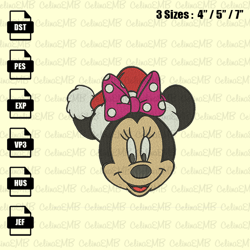 Minnie Mouse Christmas Embroidery Design, Christmas Embroidery File, Instant Download