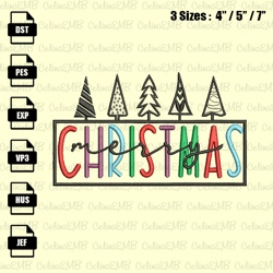 Merry Christmas Embroidery Design, Christmas Embroidery File, Instant Download