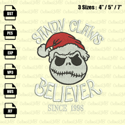 Jack Sandy Claws Believer Xmas Christmas Embroidery Design, Christmas Embroidery File, Instant Download