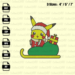 Pikachu Christmas Embroidery Design, Christmas Embroidery File, Instant Download