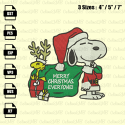 Snoopy And Woodstock Christmas Embroidery Design, Christmas Embroidery File, Instant Download