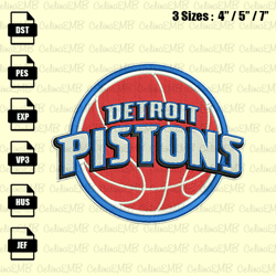 Detroit Pistons Embroidery Design, NBA Embroidery File, Instant Download